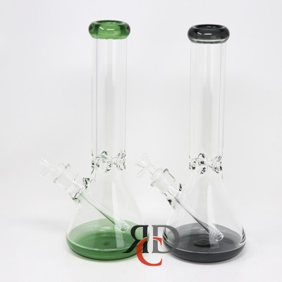 WATER PIPE 7MM GLASS W/ COLORED BEAKER WP2324 1CT